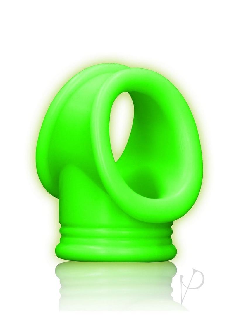Ouch! Cock Ring And Ball Strap Silicone Separator Glow In The Dark - Green